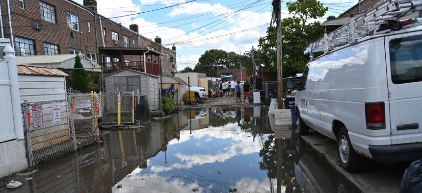 Flooding in East Elmhurst, Queens caused by Hurricane Ida.