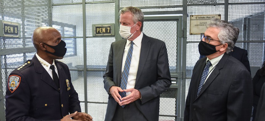 Mayor de Blasio visiting Rikers Island on Sep. 27. 