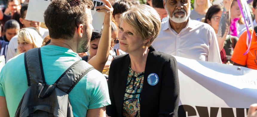 Why is Kathy Hochul on the phone with Cynthia Nixon?