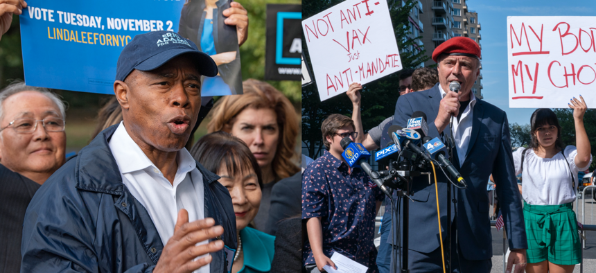 Democratic mayoral nominee Eric Adams debated republican mayoral nominee Curtis Sliwa on Oct. 20.