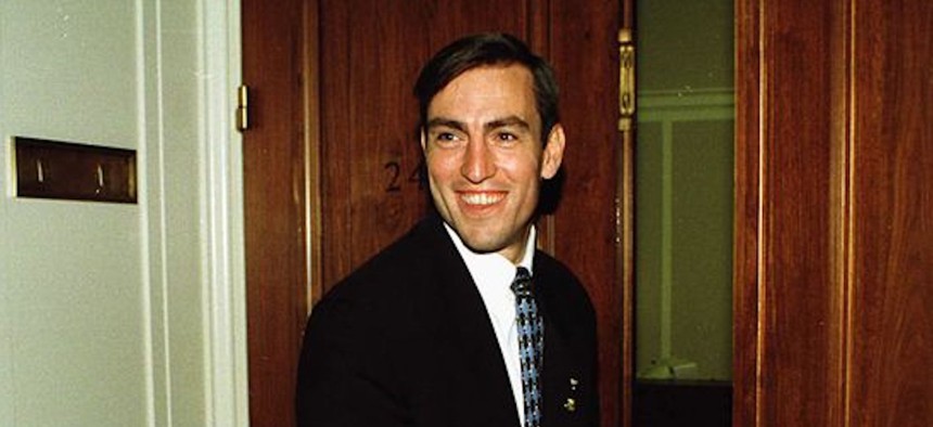 Vito Fossella entering his congressional office in Nov. 1997.