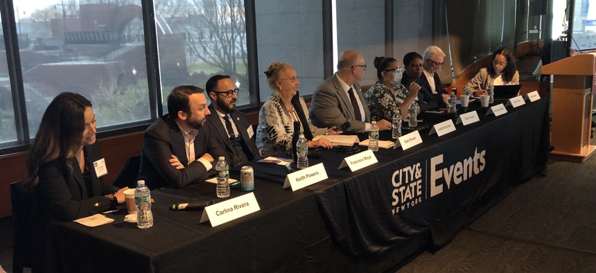 New York City Council members participating in a Speaker race debate Thursday.