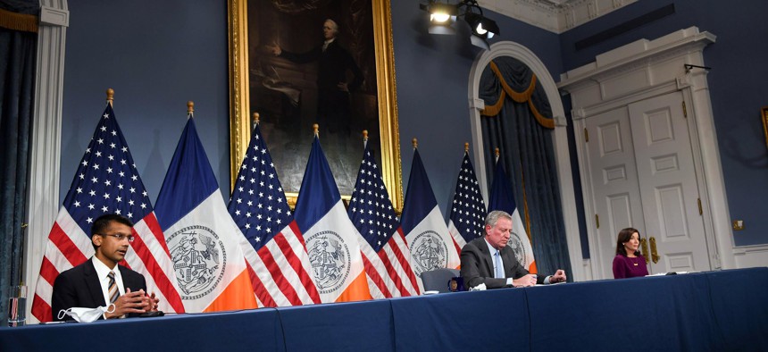 Joint press conference between Mayor Bill de Blasio and Gov. Kathy Hochul on the omicron variant.