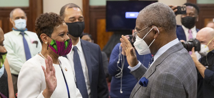 Adrienne Adams is the council’s first Black speaker.