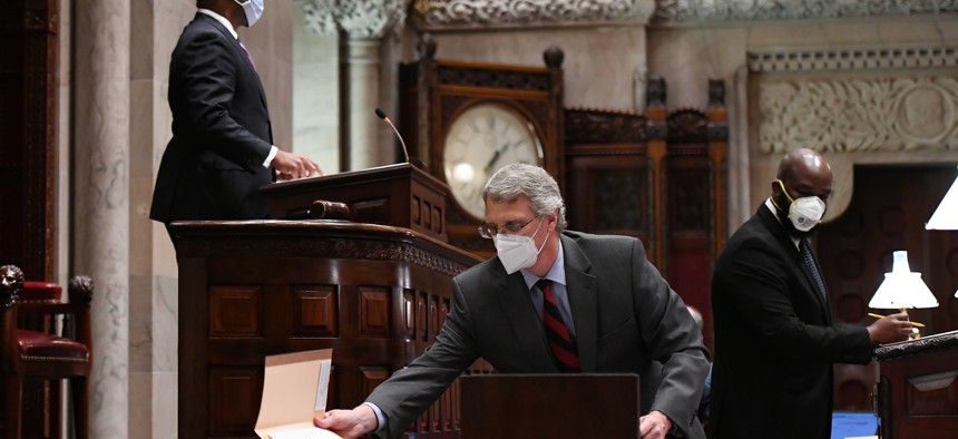 State Senate staffers keep the business of the chamber moving.