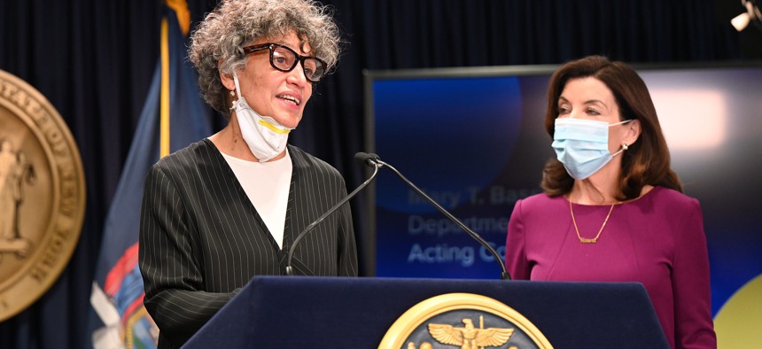 New York State Health Commissioner, Dr. Mary Bassett, and Gov. Hochul.