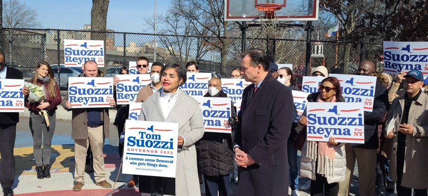 Suozzi tapped Diana Reyna, a former New York City Council member from Brooklyn, as his pick for lieutenant governor. 