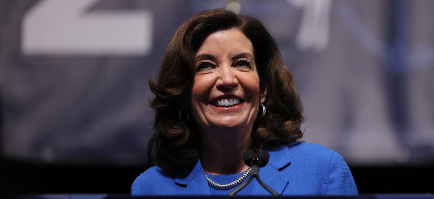 Gov. Kathy Hochul at the state Democratic convention.