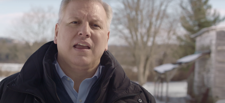 Businessman Harry Wilson launched his campaign for the Republican nomination for governor by casting himself in a campaign video as a literal outsider against Democratic power in Albany.