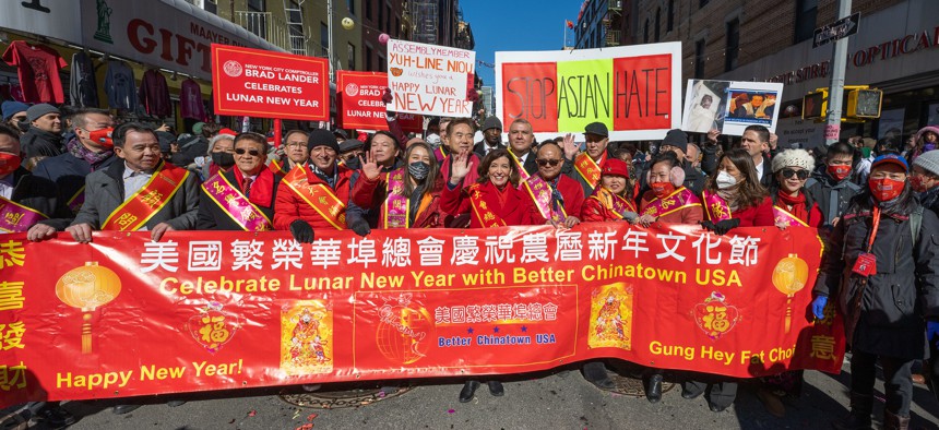 Governor Kathy Hochul delivers remarks and marches in the Chinatown Lunar New Year Parade.