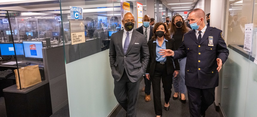 Gov. Kathy Hochul and NYC Mayor Eric Adams announce the Joint Security Operations Center.