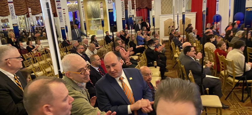 GOP State Party Chair Nick Langworthy (center) said 2021 election victories on Long Island provide a model for statewide success this year.