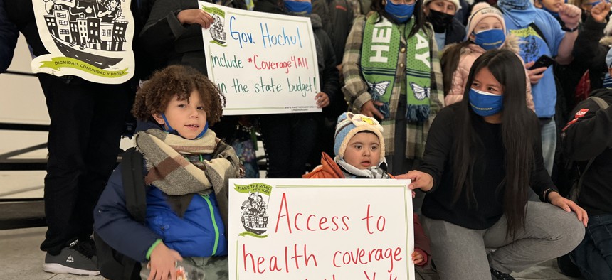  Immigrant activists and advocates rallied in Albany, calling for the passage of legislation that would expand state-funded health insurance to undocumented immigrants. 