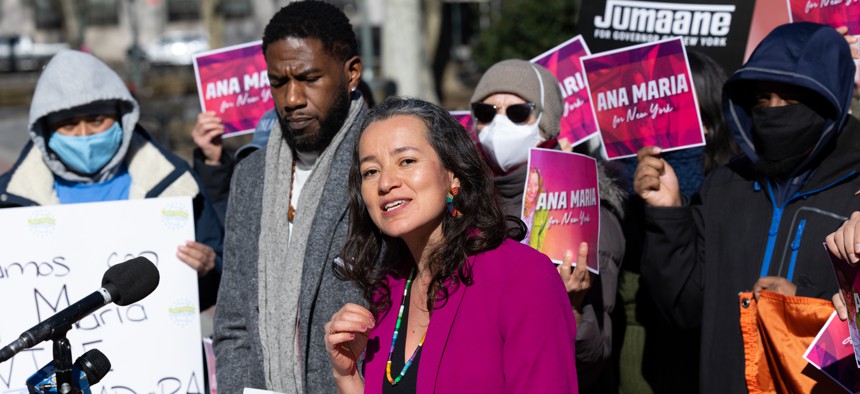 Lieutenant governor candidate Ana María Archila at a recent campaign event with her running mate, New York City Public Advocate Jumaane Williams.