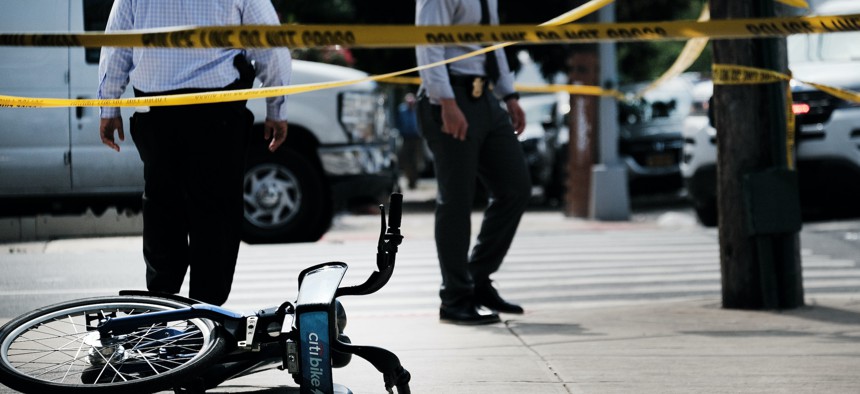 NYPD at a crime scene in Brooklyn.