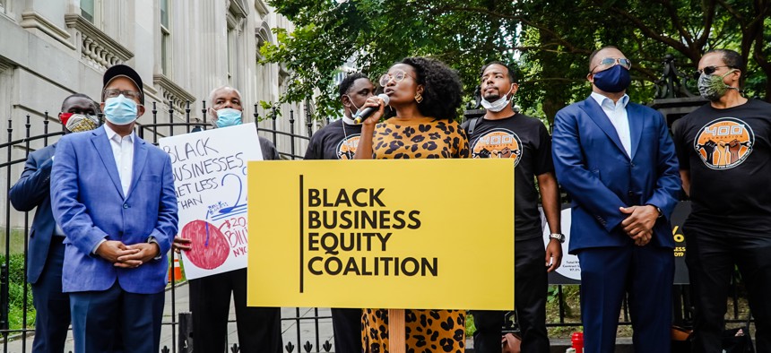 Francilia Wilkins Rahim, CEO and founder of R.F. Wilkins Consulting, at City Hall.