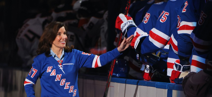 Kathy Hochul at the Rangers game.
