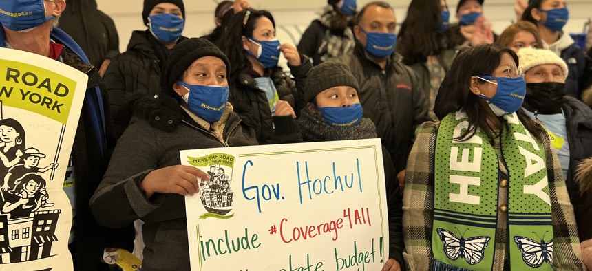Demonstrators from Make the Road New York in Albany on March 22.