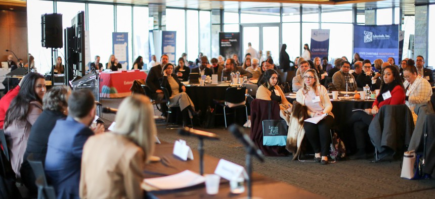 Attendees listen to a panel discussion during the 2022 Nonprofit BoardCon.