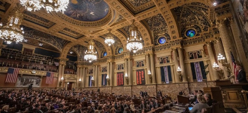 The Pennsylvania House of Representatives during a budget address