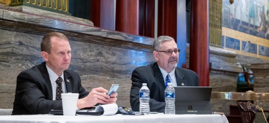 State Sen. Cris Dush (right) is leading the review into the state’s recent elections