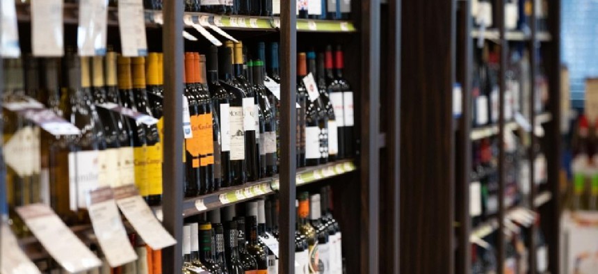 The wine selection at a Fine Wine & Good Spirits store