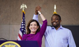 Gov. Kathy Hochul and now resigned Lt. Gov. Brian Benjamin in August 2021.