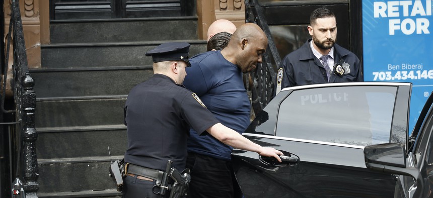 The NYPD arresting Frank James, the suspect in the subway shooting.