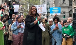 State Attorney General Letitia James speaks at the “Channel your rage into action” rally in Foley Square on Tuesday. 