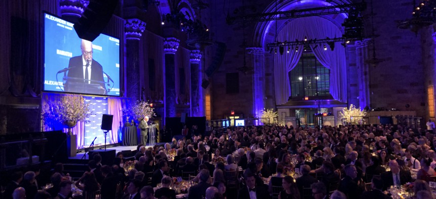Manhattan Institute Chair Paul Singer speaks at the 2022 Alexander Hamilton Award Dinner.