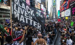 A Black Lives Matter protest in Times Square in July 2020.