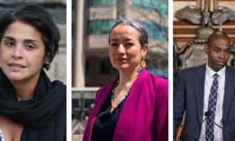 The candidates for Lt. Gov.: Diana Reyna, Ana María Archila, and Antonio Delgado.