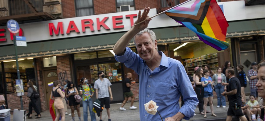 Bill de Blasio at the Brooklyn Pride Parade on June 11, 2022.