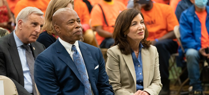 Gov. Kathy Hochul and NYC Mayor Eric Adams on June 16.