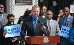 House Speaker Bryan Cutler speaks at a press conference outside the K. Leroy Irvis Office Building
