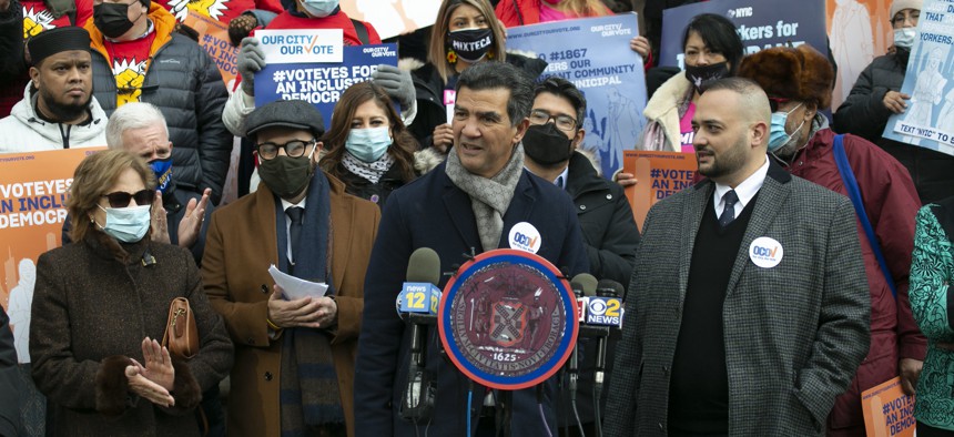 City Council Members at an Our City Our Vote rally.