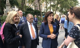 Nadler and Maloney snuggle up to Hochul on June 28. 