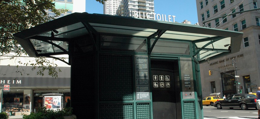 A public toilet at Herald Square.