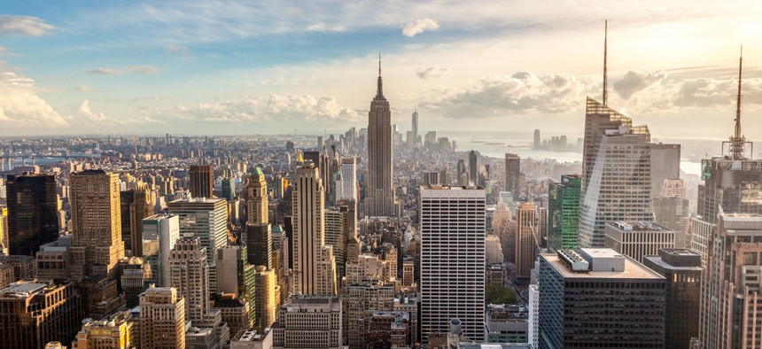 An aerial shot of New York City