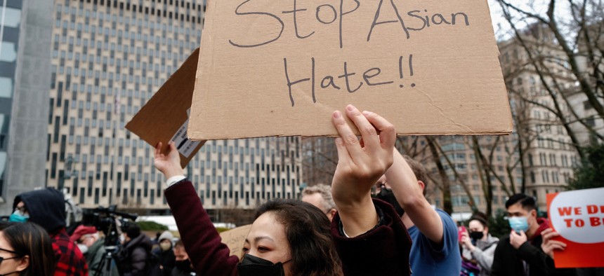 Rally against anti-Asian hate in New York City.