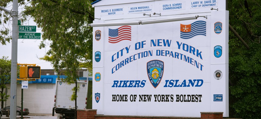 Rikers Island sign.