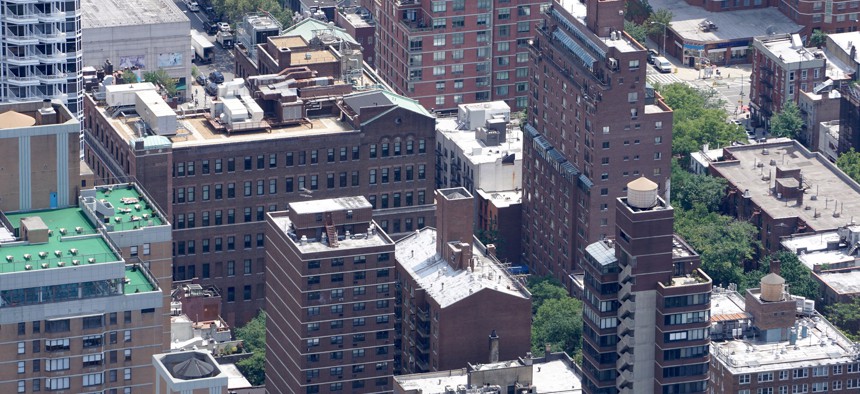 Aerial view of Manhattan buildings