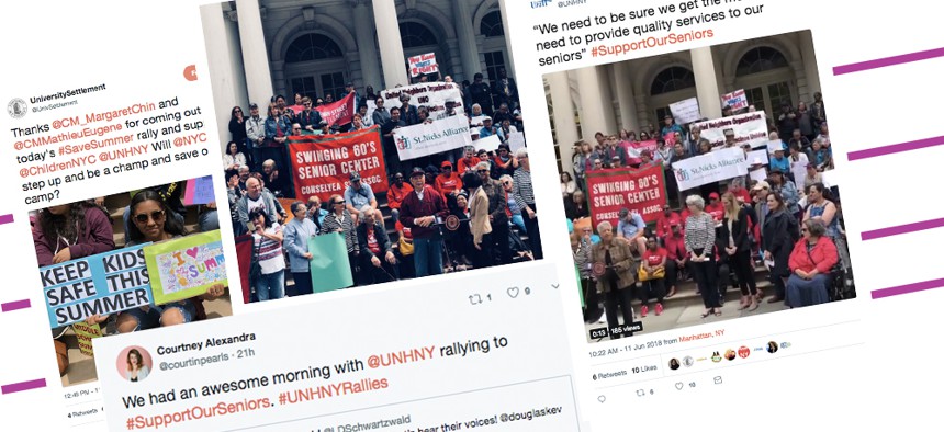 Senior services advocates rallied outside New York City Hall on June 11 in an effort to secure more funding in the upcoming city budget.