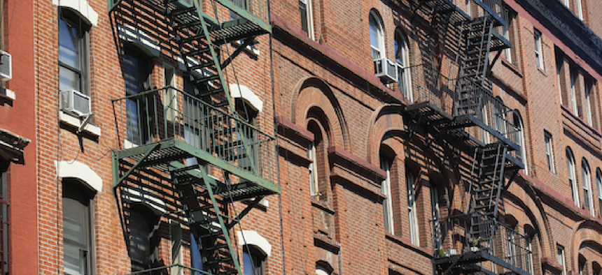 New York City apartment buildings.