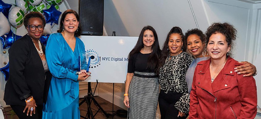 Jacklyn Tacoronte, executive director of NYC Digital Media Center (second from left) at the new non profit's launch on Staten Island Wednesday.