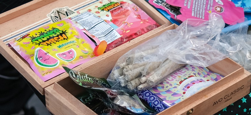 Joints being sold in Washington Square Park on 4/20 2022.