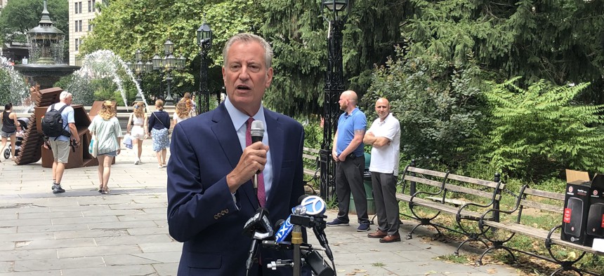 Bill de Blasio at City Hall on July 14.