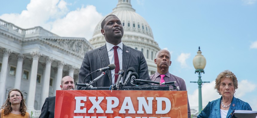 Rep. Mondaire Jones at a press conference on Capitol Hill.