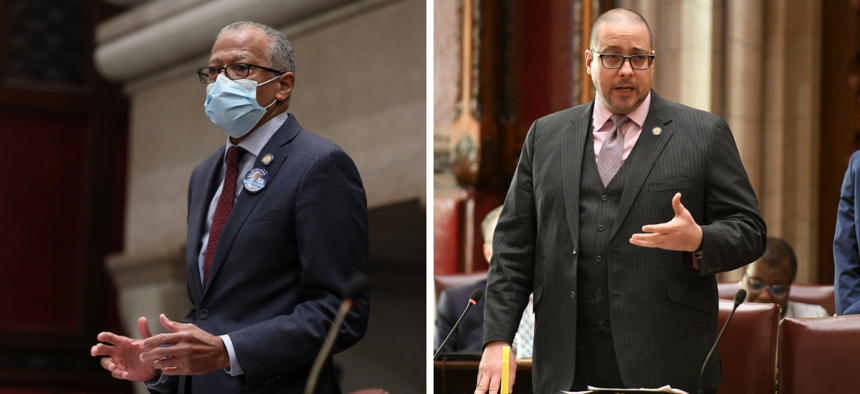 New York State Senator Robert Jackson (left) and New York State Senator Gustavo Rivera (right)