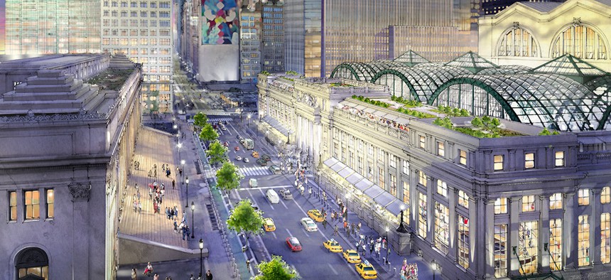 A rendering showing a new Penn Station, as proposed by opponents to the current station redevelopment plan.